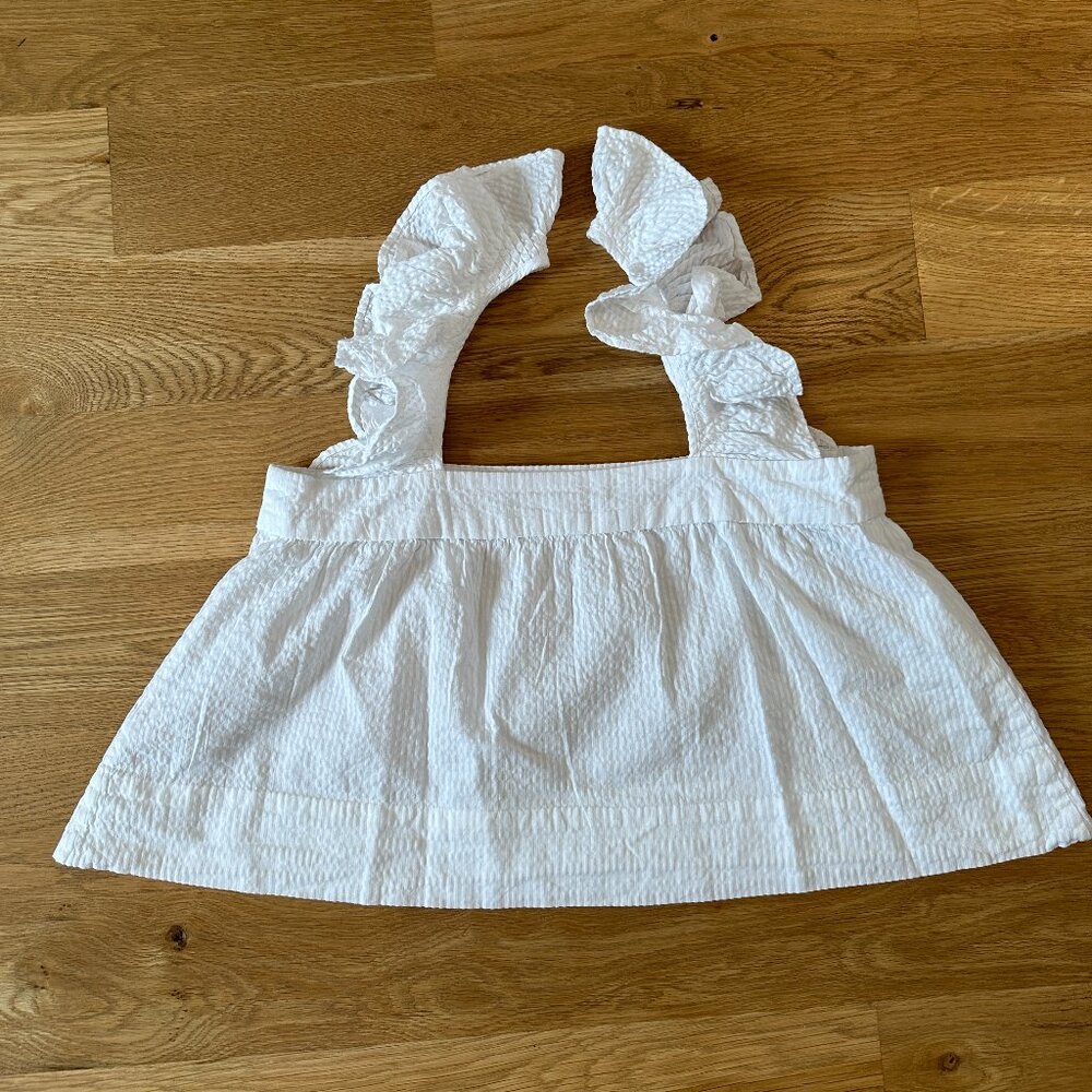 WIGGY KIT Paperwhite ruffled cotton-seersucker cropped top